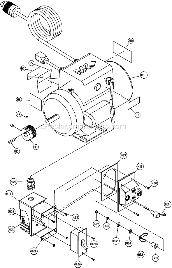 Page D Diagram and Parts List for MK-101PRO24  MK Diamond Tile Saw
